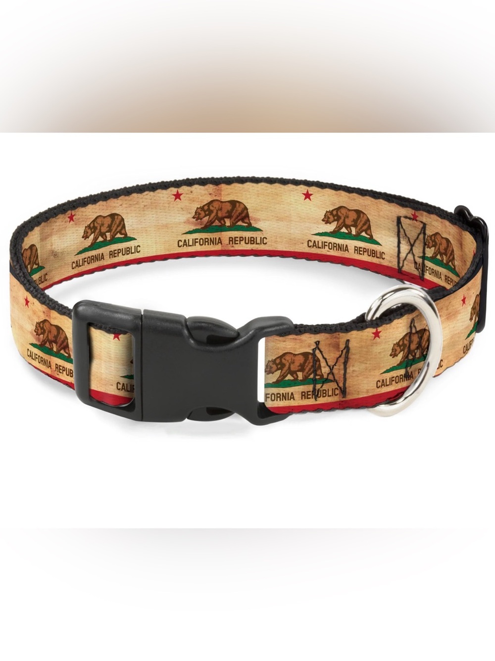 BUCKLE DOWN CLIP DOG COLLAR CALIFORNIA FLAG VINTAGE NEW SEALED BAG MEDIUM 1”